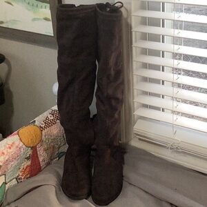 Brown Suede Over-the-Knee Boots
